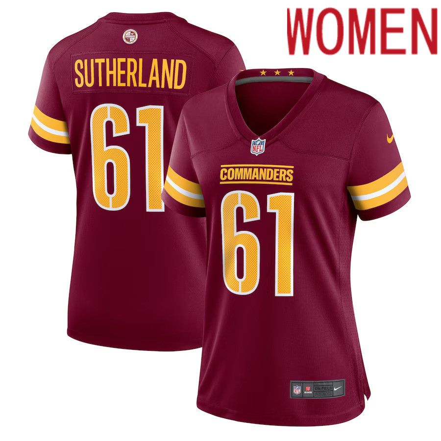 Women Washington Commanders 61 Keaton Sutherland Nike Burgundy Home Game Player NFL Jersey